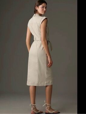 PAIGE Jaxsyn Sleeveless Belted Midi Dress in Beige-Cream